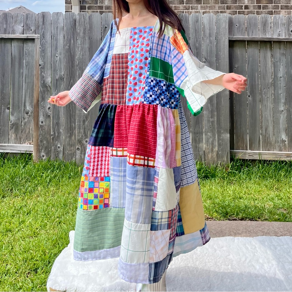 Handmade Quilted Patchwork Plaid Dress SKU 05276 - Picture 14 of 16